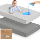 Waterproof Crib Mattress Protector Cover Fitted - 2-Pack Quiet Baby Crib Mattress Pad Sheets, 52" x 28" Soft Quilted Cotton Baby Sheet, Machine Washable, Easy Fit, Durable (Granite/Mavy) by TinyTreasures Baby Boutique