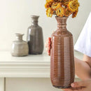 Ceramic Vases Set of 3, Neutral Rustic Farmhouse Vases Home Decor Decorative Flower Vase Modern Boho Pampass Vase for Table Mantel Entryway Shelf Living Room Kitchen Bathroom - Brown by CozyNest Decor