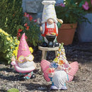 BAYN Garden Gnome Statues Outdoor Decor, Solar Powered Outdoor Gnome with Flamingo Swimming Decorative Yard Garden Lights Art Gifts with 11 Warm White LEDs by CozyNest Decor