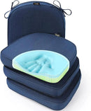 SUNROX Gel Memory Foam Chair Cushion with Ties, Ultra Durable Water Resistant FadeShield Outdoor/Indoor Reversible Chair Seat Cushion 17 x 16 inch Set of 4, Navy by GreenHaven Gardens