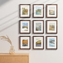 Vittanly 8x10 Picture Frames Set of 9, Shatter Resistant Plexiglass, Display 5x7 Pictures with Mat or 8x10 without Mat, Photo Frames for Wall or Tabletop, Engineered Wood, Walnut by CozyNest Decor