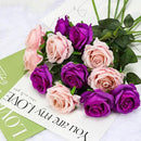 Purple Fake Roses Artificial Flowers - 10 Pcs Fake Artificial Roses Silk Flowers with Stems for Home Wedding Hotel Office Centerpiece Decor by CozyNest Decor