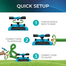 Joeys Sprinkler for Yard, Rotating Garden Sprinkler for Large Area Coverage, Lawn and Yard Sprinklers (Blue) by GreenHaven Gardens