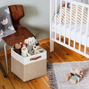HNZIGE Fabric Baskets for Organizing 13x13 Storage Cubes, Set of 4 Fabric Foldable Canvas Storage Bins for Shelves, Cloth Storage Bins for Cube Organizers Toy Nursery Closet Bedroom?Beige&White? by TinyTreasures Baby Boutique