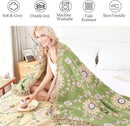 Snycler Boho Throw Blanket 60"x80" - 100% Cotton Ultra Soft Rustic Quilt, Green Floral Printed Farmhouse Decor for Bed, Sofa, Couch, Chair - All Season Cozy Blanket by CozyNest Decor