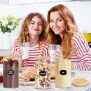 Glass Storage Jars 45 oz 4 Pcs Clear Glass Food Storage Containers with Airtight Bamboo Lid Stackable Kitchen Canisters for Candy, Cookie, Rice, Sugar, Flour, Pasta, Nuts by CozyNest Decor