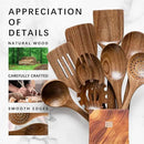 Wooden Spoons for Cooking, Nonstick Cooking Utensil Set with 9 Piece Acacia Wooden Spatulas and Spoons for Cooking, Terrific for Everyday Kitchen Tasks by CozyNest Decor