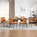 BV Dining Chairs Set of 2, PU Leather Armless Kitchen Chair in Modern Walnut Style, Mid Century Bentwood Side Chair with Metal Legs, Retro Accent Guest Chair for Kitchen Dining Room(Brown) by CozyNest Decor