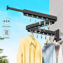 Wall Mounted Clothes Hanger, Aluminum Clothes Drying Rack, Space Saver, Retractable, Windproof Holes, with Clips by CozyNest Decor