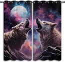 Wolf Blackout Curtains for Boys Girl Bedroom Decor,Fantasy Starry Sky Galaxy Forest Wildlife Thermal Insulated Grommet Drapes Darkening Window Curtain for Living Room Home 72x63 inch by TinyTreasures Baby Boutique