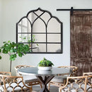 Window Mirror Pane, Black Metal Frame, Cathedral Arched Wall Mirrors Decorative Over Fireplace Mantel, Farmhouse Decorations for Dining Living Room Hallway Entryway by CozyNest Decor