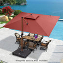 PURPLE LEAF 9' X 12' Double Top Deluxe Wood Pattern Rectangle Patio Umbrella Offset Hanging Umbrella Outdoor Market Umbrella Garden Umbrella, Brick Red by GreenHaven Gardens
