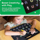 PicassoTiles 2-in-1 Magnetic Drawing Board Toy 12x10 inch Large Magnet Bead Tablet Pad with 2 Facings Alphabet STEM Free Style Educational Erasable & Reusable Learning Writing Playboard in Black PTB04 by TinyTreasures Baby Boutique