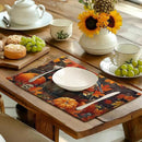 Pumpkin Maple Leaf Bird Fall Placemats Set of 4 Autumn Thanksgiving Seasonal Holiday Harvest Linen Table Mats Orange Brown Washable Place Mats for Party Kitchen Dining Outdoor Indoor Decor by CozyNest Decor