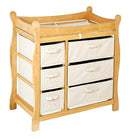 Badger Basket Sleigh Style Baby Changing Table - Diaper Station with 6 Removable Storage Baskets, Safety Rails, Pad, and Belt - Nursery Organizer - Natural/Ecru by TinyTreasures Baby Boutique