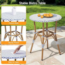 3 Piece French Wicker Bistro Set, Patio Bistro Set with Table and 2 Dining Chairs, All Weather ‎Outdoor ‎Bistro Set with Aluminum Frame, Outdoor Patio Set for Patio Porch Cafes Yard, Navy and White by GreenHaven Gardens