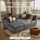 Modular Sectional Sofa, 130.7 Inch U Shaped Couch Set for Living Room, 4-Seater Comfy Cloud Couches with Two Movable Ottoman, Plush Corduroy, Gray by CozyNest Decor