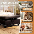Ottoman Rectangular Storage Ottoman Bench, Faux Leather Footrest, Coffee Table, Stool Footstool with Hinged Lid for Living Room, Bedroom, Entryway, Brown, 28.5"x19"x17.5" by CozyNest Decor
