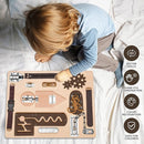 Montessori Busy Board for Toddlers, Wooden Sensory Toys, Preschool Learning Activities for Fine Motor Skills Travel Toy, Basic Life Skills Educational Gifts for 1, 2, 3 Years Old Kids Boys Girls by TinyTreasures Baby Boutique