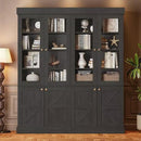 Vyre 71" Tall Farmhouse Bookshelves with Glass Doors, Large Modular Bookcase with Adjustable Shelves, Storage Cabinet for Living Room, Kitchen, Home Office, Black by CozyNest Decor