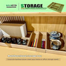 Stack Bamboo Drawer Organizer Set of 5, Kitchen Utensil, Flatware&Silverware Organizer-Wood Laminated Stackable for Kitchen, Bedroom, 13.4''x4.5''*2+10.2''x3.3''*2+10.2''x6.7''*1 by CozyNest Decor