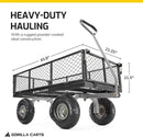 Gorilla Carts Steel Utility Cart, 4 Cu Ft Bed, 800 lb Load Capacity, Black – Heavy-Duty Outdoor Hauling Wagon with Removable Side Panels for Yard, Lawn, Garden or Landscaping by GreenHaven Gardens