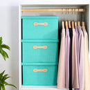 Enzk&Unity Decorative Storage Bins with Lids, Fabric Linen Foldable Storage Box with Handle Home Organizer for Shelf, Closet, Bedroom, Living Room, Office, 3 Packs, Teal by CozyNest Decor