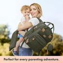 Dikaslon Diaper Bag Backpack with Portable Changing Pad, Pacifier Case and Stroller Straps, Large Unisex Baby Bags for Boys Girls, Multipurpose Travel Back Pack for Moms Dads, Army Green by TinyTreasures Baby Boutique
