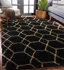 ONASAR 5x7 Area Rugs for Living Room Bedroom, Washable Fluffy Black and Gold Faux Fur Rug, Geometric Boho Soft Plush Shaggy Floor Carpet Mat for Nursery Kids Girls Boys Teen Dorm Home Office Decor by TinyTreasures Baby Boutique