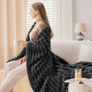 NEWCOSPLAY Super Soft Throw Blanket Grey Premium Silky Flannel Fleece 3D Ribbed Jacquard Lightweight Bed Blanket All Season Use (Grey Ribbed, Throw(50"x60")) by CozyNest Decor
