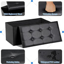 SUPER DEAL 30 inches Folding Ottoman with Storage, Bedroom Footrest Bench, Rectangle Sotrage Chest for Living Room Entryway, 30"x15"x15", 85L, Faux Leather, Black by CozyNest Decor