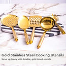 Gold Kitchen Utensils Set - 19-Piece Set Includes Stainless Steel Gold Utensils, White Silicone Tools, and Measuring Cups and Spoons - Luxury Kitchen Accessories for Modern Cooking, Serving, & Gifting by CozyNest Decor