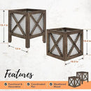 Autumn Alley Farmhouse Front Porch Planters Set of 2 Stand with Galvanized Corrugated Metal Planters for Outdoors/Indoors - Rustic Wood Square Planters Box on Legs – Charming Farmhouse Décor, Brown by GreenHaven Gardens