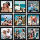 Vittanly 8x8 Picture Frames Set of 9, Shatter Resistant Plexiglass, Display 4x4 Pictures with Mat or 8x8 without Mat, Photo Frames for Wall Mount, Engineered Wood, Black by CozyNest Decor