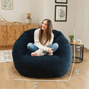 Big Joe Cloudberry Foam-Filled Structured Bean Bag Chair, Deep Blue Teddy Boucle by CozyNest Decor