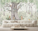 Watercolor Forest Animals Wallpaper Kids Large Tree Mural Wallpaper for Kids Bedroom Living Room(Not Self-Adhesive) by TinyTreasures Baby Boutique