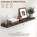 Fun Memories 40" Floating Shelves for Wall, Live Edge Solid Elm Wood Floating Shelf with Invisible Bracket, Wall Mounted Display Wooden Shelves for Bathroom, Kitchen, Bedroom, Walnut Color, Set of 1 by CozyNest Decor