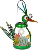 Alpine Corporation LYT292SLR-HH Solar-Powered Metal Heron w/Garden Enclosed LED Light Decor, Solar Patio Decor, 16''H, Green by GreenHaven Gardens