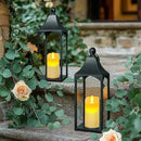 Eufrozy Lanterns Decorative Outdoor Indoor Set of 2 Black Metal Candle Lanterns with Flameless Candle, Modern Farmhouse Lantern Decor for Porch Patio Fireplace Mantle Kitchen Table Christmas Gifts by CozyNest Decor