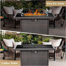 Propane Fire Pit Table,44 Inch 55000 BTU Outdoor Gas Fire Pit Rectangular with Glass Wind Guard for Outside Patio Deck (Brown-Glass Top) by GreenHaven Gardens