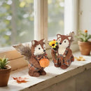 winemana 2 Pack Fall Decor Fox, Thanksgiving Decorations Indoor Sisal Foxes for Home Table Centerpiece Handmade Autumn Woodland Animal Friend Figurines with Pumpkin for Shelf Office Décor by CozyNest Decor