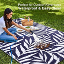 OLANLY Waterproof Outdoor Rug 5x8 ft, Reversible Outdoor Plastic Straw Rug with Leaf Pattern, RV Mat, Indoor Outdoor Carpet for Patio, Camping, Balcony, Deck, Backyard, Navy & White by CozyNest Decor