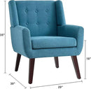 HUIMO Accent Chairs Set of 4, Upholstered Button Tufted Armchair, Linen Fabric Sofa Chairs for Bedroom, Living Room, Mid Century Modern Comfy Reading Chair (Lake Blue) by CozyNest Decor