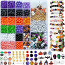 3140Pcs Halloween Beads for Bracelet Jewelry Making Kit, Halloween Clay Beads Black White Orange Purple Pumpkin Round Letter Star Skull Bead Bulk with Ghost Witch Hat Charm for DIY Craft Earring by TinyTreasures Baby Boutique