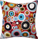 Red Polka Dots Pillow Cover | Reds Contemporary Pillows | Farmhouse Chair Cushion | Modern Outdoor Pillows | Red Throw Chair Pillow | Hand Embroidered Cushions Wool Size - 18x18 by CozyNest Decor