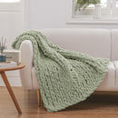 WESHIONGOO Chunky Knit Blanket Throw 40"×40" Knit Throw Blanket for Couch Bed Throw Blanket with Jumbo Chenille Yarn Thick 100% Handmade (Sage Green) by CozyNest Decor