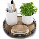 Acacia Wood 9" Bathroom Vanity Tray Turntable, Farmhouse Round Bathroom Countertop Organizer for Soap Perfume, Rotating Organizer for Kitchen Table Centerpieces, Decorative Trays for Coffee Table by CozyNest Decor