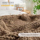 Chunky Knit Blanket Throw, 100% Hand Knit Throw Blanket Handmade Chenille Cable Knit Throw for Couch, Stylish Cozy Soft Rope Knot Crochet Blanket for Home Decor, Camel, 50x60 Inches by CozyNest Decor