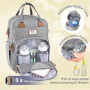 RUVALINO Diaper Bag Backpack-Multifunction Travel Baby Diaper Bag with Changing Pad, Insulated Bottle Holders & Pacifier Case, Large Capacity, Waterproof, Gray by TinyTreasures Baby Boutique