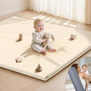 Baby Play Mat 47x47 Inches, Extra Thick 1.2" Foam Floor Mat for Tummy Time & Crawling, Waterproof Non-Slip Faux Leather Playpen Mat for Infants Toddlers, Indoor Outdoor Gym Activity, Beige by TinyTreasures Baby Boutique